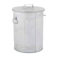 Mülltonne, Stahlblech, Volumen 54 l, HxØ 470 x 390 mm, rund, mit Deckel, verzinkt.