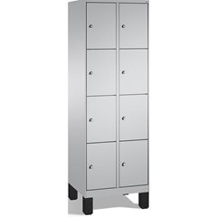 EVOLO Fächerschrank, mit Füßen, 2 Abteile, je 4 Fächer, Abteilbreite 300 mm, wei