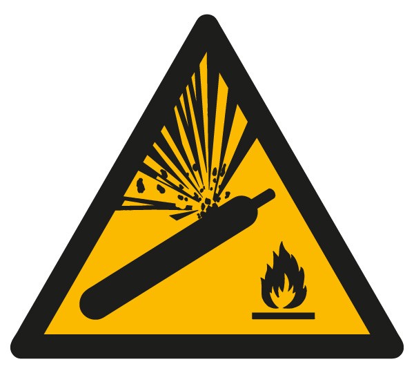 Warnschild Gasflaschen s = 200/1.5mm