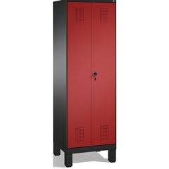 EVOLO Raumpflege-/Geräteschrank, verkürzte Trennwand, 6 Haken, Abteile 2 x 300 m