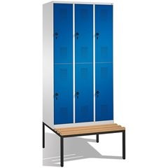EVOLO Garderobenschrank, doppelstöckig, mit Sitzbank, 3 Abteile, je 2 Fächer, Ab