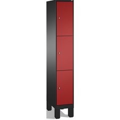 EVOLO Fächerschrank, mit Füßen, 1 Abteil, 3 Fächer, Abteilbreite 300 mm, schwarz