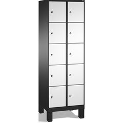 EVOLO Fächerschrank, mit Füßen, 2 Abteile, je 5 Fächer, Abteilbreite 300 mm, sch