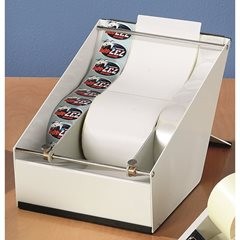 Haftetikettenspender, für Rollenwicklung innen und außen, Rollen-Ø max. 240 mm, LxBxH 290 x 150 x 18