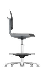 Arbeitsdrehstuhl LABSIT, mit Bodengleitern und Fußring, Sitz mit Stoffbezug, weiß.