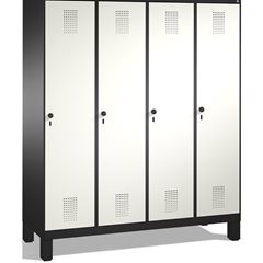 EVOLO Garderobenschrank, mit Füßen, 4 Abteile, Abteilbreite 400 mm, schwarzgrau