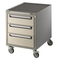 Schubladen-Fahrschrank, HxBxT 690 x 490 x 600 mm, Schubladen 2 x 150, 1 x 180 mm.