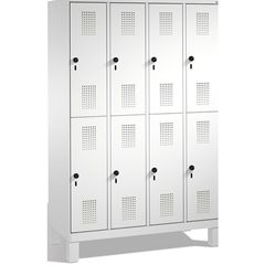 EVOLO Garderobenschrank, doppelstöckig, mit Füßen, 4 Abteile, je 2 Fächer, Abtei