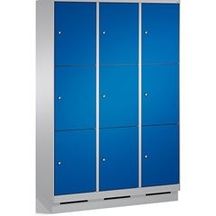 EVOLO Fächerschrank, mit Sockel, 3 Abteile, je 3 Fächer, Abteilbreite 400 mm, we