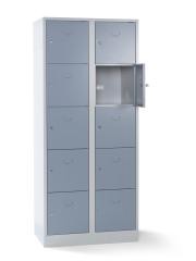 5er-Schließfachschrank Dresden, 2 Abteile, lichtgrau / silbergrau, B 800 mm, mit Bodensockel.
