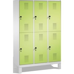 EVOLO Garderobenschrank, doppelstöckig, mit Füßen, 3 Abteile, je 2 Fächer, Abtei