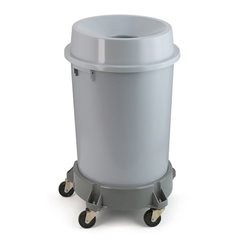 Abfallbehälter Kunststoff, grau, Volumen 90 l, HxØ 760 x 520 mm.