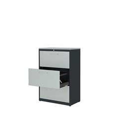 Hängeregistraturschrank, Kunststoffplatte, 3 Auszüge, 2-bahnig, mit Dämpfung, an