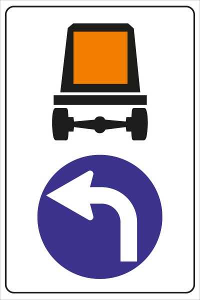§52/15a*a Vorgeschriebene Fahrtrichung für Fahrzeuge mit gefährlichen Gütern | flaches Verkehrszeich