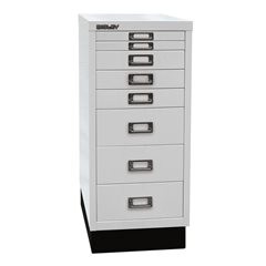 MultiDrawer™ 29er Serie, mit Sockel, DIN A4, 8 Schubladen, lichtgrau.