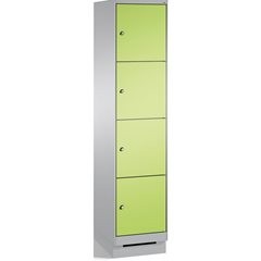 EVOLO Fächerschrank, mit Sockel, 1 Abteil, 4 Fächer, Abteilbreite 400 mm, weißal
