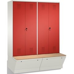 EVOLO Garderobenschrank, zueinander schlagende Türen, mit Aufbewahrungsbox, 4 Ab