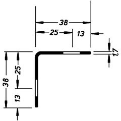 Stahl-Winkelprofil für Baukastensystem, 38 x 38 x 1,7 mm, Länge 2,5 m, verzinkt, VE 10 Stk.