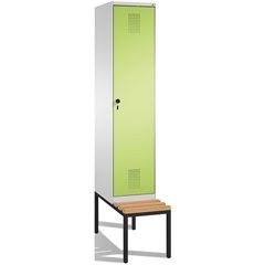 EVOLO Garderobenschrank, mit Sitzbank, 1 Abteil, Abteilbreite 400 mm, lichtgrau