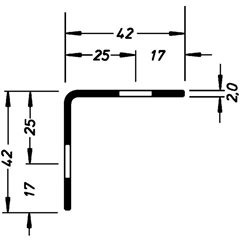 Stahl-Winkelprofil für Baukastensystem, 42 x 42 x 2 mm, Länge 2 m, verzinkt, VE 10 Stk.