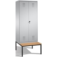 EVOLO Garderobenschrank, zueinander schlagende Türen, mit Sitzbank, 2 Abteile, A