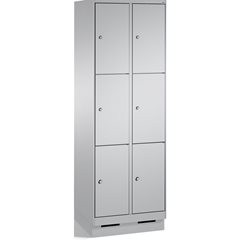 EVOLO Fächerschrank, mit Sockel, 2 Abteile, je 3 Fächer, Abteilbreite 300 mm, we