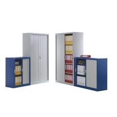 Rollladenschrank, BxT 1200 x 450 mm, Höhe 1950 mm, enzianblau.