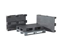 Kunststoff-Kufenpalette, LxB 1200 x 800 mm, mit Stahlverstärkung, anthrazit, ab 10 Stk.