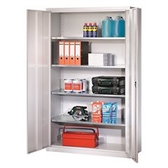 Flügeltürschrank aus Stahlblech, HxBxT 1950 x 1200 x 500 mm, 4 Fachböden, Korpus lichtgrau, Türfarbe