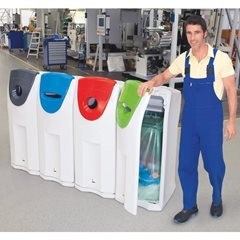 Wertstoffsammler Maxi Envirobin, Volumen 140 l, Deckel mit Einwurfloch, Aufsatz grau.