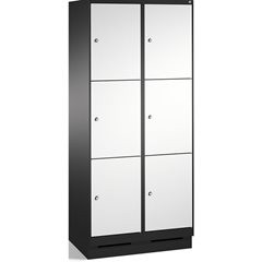 EVOLO Fächerschrank, mit Sockel, 2 Abteile, je 3 Fächer, Abteilbreite 400 mm, sc