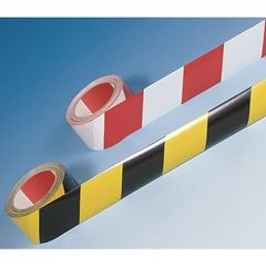 Selbstklebendes Warn- und Markierungsband, Farbe Gelb / Schwarz, VE 2 Rollen.