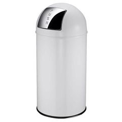 Push-Mülleimer, Stahl, Volumen 40 l, HxØ 740 x 350 mm, weiß.
