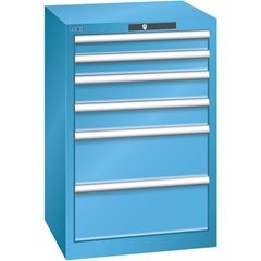 Schubladenschrank, 6 Schubladen, BxTxH 564 x 572 x 850 mm, grau metallic / lichtgrau.