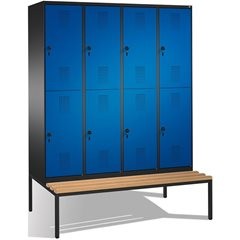 EVOLO Garderobenschrank, doppelstöckig, mit Sitzbank, 4 Abteile, je 2 Fächer, Ab