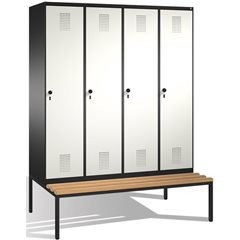 EVOLO Garderobenschrank, mit Sitzbank, 4 Abteile, Abteilbreite 400 mm, schwarzgr