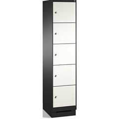 EVOLO Fächerschrank, mit Sockel, 1 Abteil, 5 Fächer, Abteilbreite 400 mm, schwar