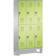 EVOLO Garderobenschrank, doppelstöckig, mit Füßen, 3 Abteile, je 2 Fächer, Abtei