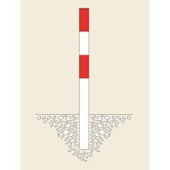 Sperrpfosten Morion, zum Einbetonieren, Ø 90 mm, feuerverzinkt / rot reflektierend, 2 Ösen.
