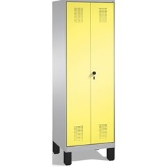 EVOLO Raumpflege-/Geräteschrank, verkürzte Trennwand, 6 Haken, Abteile 2 x 300 m