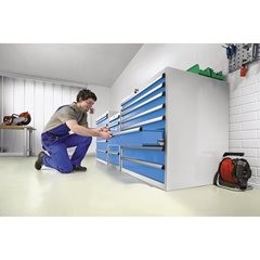 Schubladenschrank, Höhe x Breite x Tiefe 1000 x 717 x 725 mm, Schubladen 1 x 50, 2 x 75, 2 x 100, 1