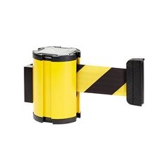 Gurtbandkassette, Bandauszug max. 3000 mm, Kassette gelb, Band gelb / schwarz.