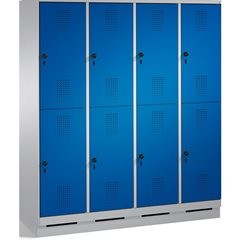 EVOLO Garderobenschrank, doppelstöckig, mit Sockel, 4 Abteile, je 2 Fächer, Abte