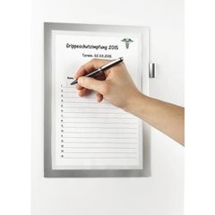 DURAFRAME® Info-Rahmen NOTE A4, für direktes Beschriften, selbstklebend, VE 5 Stk, silber.