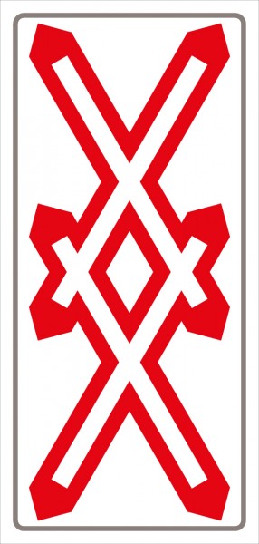§50/6d Andreaskreuz mehrgleisig als Tafel