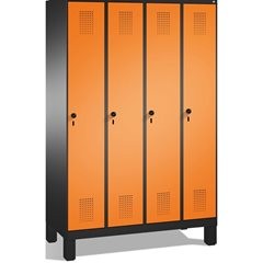 EVOLO Garderobenschrank, mit Füßen, 4 Abteile, Abteilbreite 300 mm, schwarzgrau