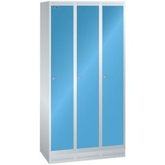 Garderobenschrank, Höhe 1800 mm, BxT 900 x 500 mm, 3 Abteile, Vollblechtüren gel