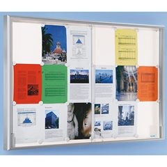 Schaukasten, Alu-Rahmen, Schiebetüren, 21 x DIN A4, BxHxT 1540 x 970 x 50 mm, Ra