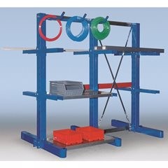 Kragarm-Regalständer, einseitig, Ständerhöhe 2100 mm, Traglast 1745 kg, grau.