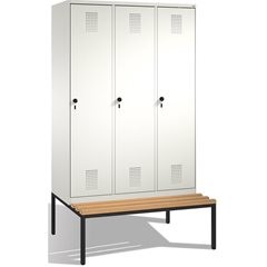 EVOLO Garderobenschrank, mit Sitzbank, 3 Abteile, Abteilbreite 400 mm, reinweiß